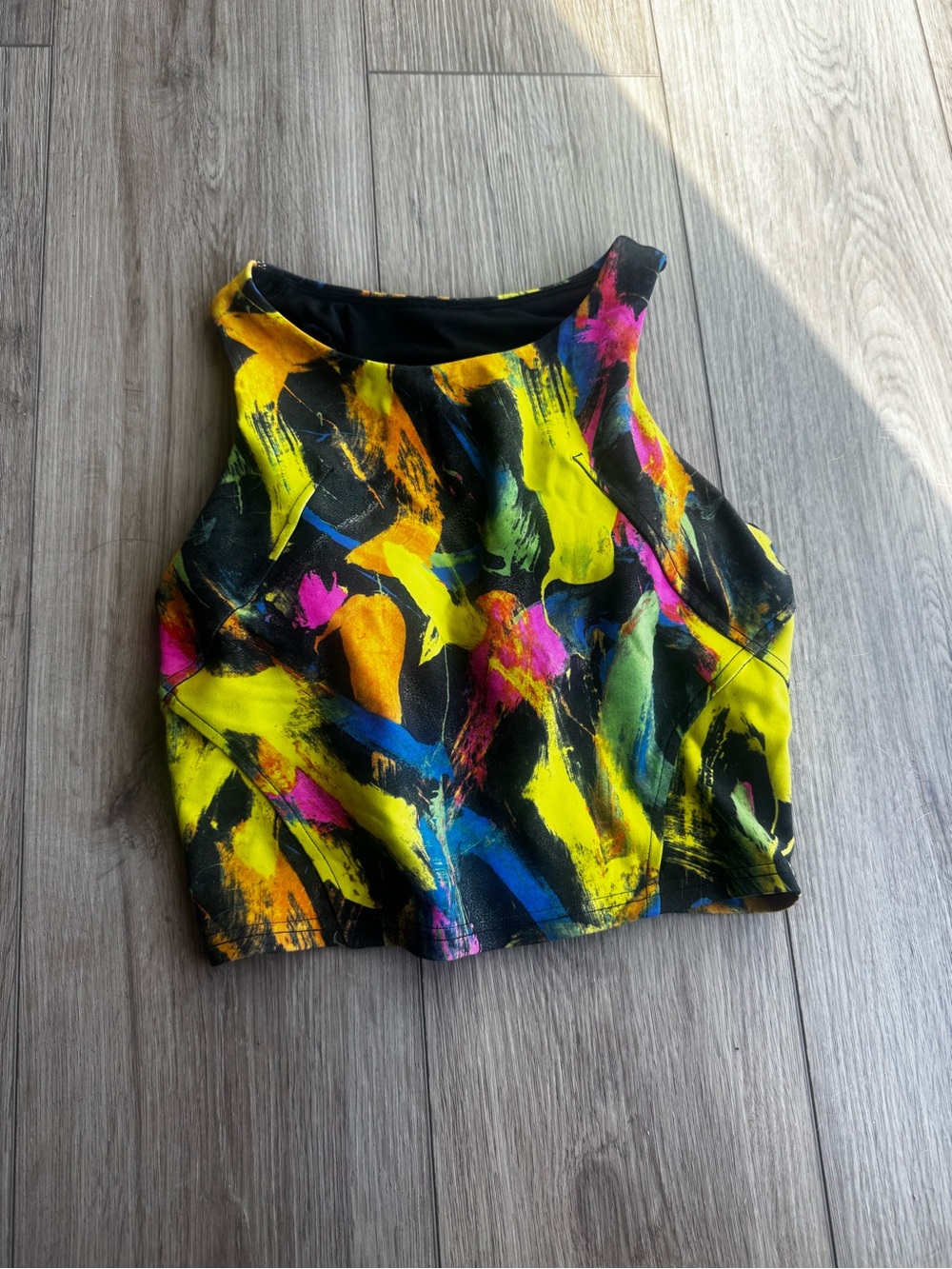 lululemon athletica Yellow Multicolor Abstract Cropped Tank